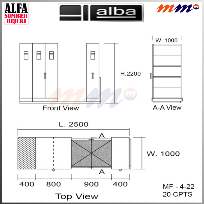 Mobile File Alba 20 Compartment